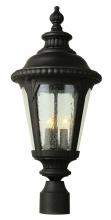  5047 BK - Commons 3-Light Metal and Seeded Glass Post Mount Lantern Head